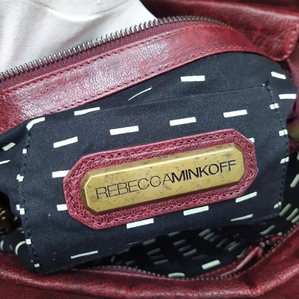 Rebecca Minkoff Rapture Burgundy Leather Tassel Double Handles Satchel Bag